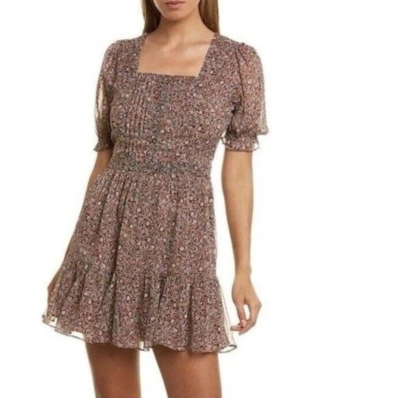 Walter Baker Liza A-Line Dress Verona $228 Size 6 NWOT Square Neck Ruffle Lined - Picture 1 of 13